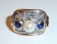 585 Ring Goldring Um 1920 - 30 Art Deco 0,  36 Ct.  Diamanten,  Saphire,  Perle 8,  8g G 54 Ringe Bild 1