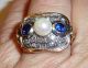 585 Ring Goldring Um 1920 - 30 Art Deco 0,  36 Ct.  Diamanten,  Saphire,  Perle 8,  8g G 54 Ringe Bild 8