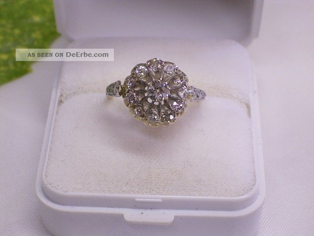 Brillant/diamant - Ring Um 1890/1900: 585er Gelbgold: Ca 0,  70 Ct In Silberfassung Ringe Bild