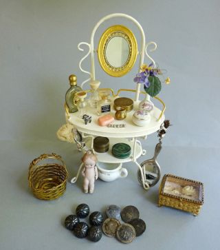 Miniaturen Rarität Von Rock & Graner Biberach Kosmetiktisch Mit Zubehör Konvolut Bild