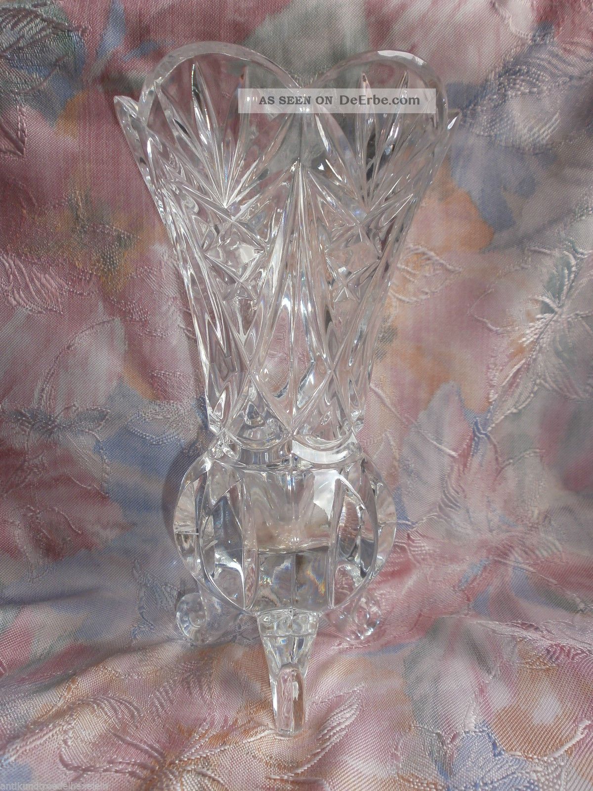 Hübsche Schwere Kristall Vase Mit Schönem Dekor Und Füssen Kristall Bild