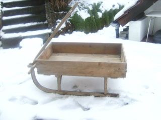 Holzschlitten Transport (winter - Deko - Garten Blumen - Berghütte - Antik) Bild