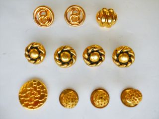 Knöpfe 11 Stück Metall,  Verschiedene Größen Und Formen,  Goldfarben Bild