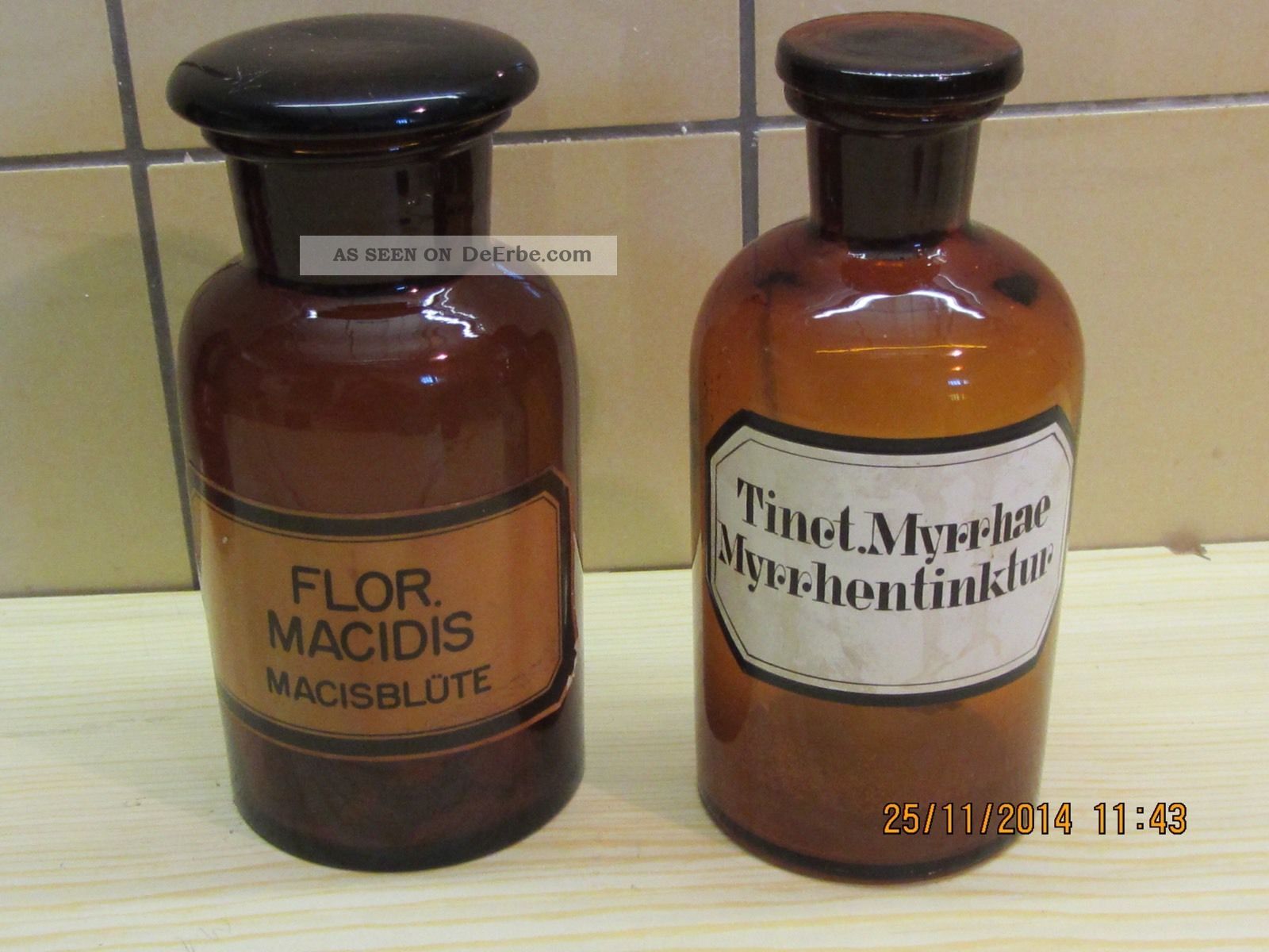 2 Braune Apothekerflaschen Eng - Und Weithals 500 Ml Arzt & Apotheker Bild