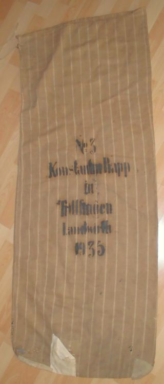 Leinensack Sack Alt Getreidesack Dat.  1935 Antik Mehlsack Top Winter Herbst Deko Bild