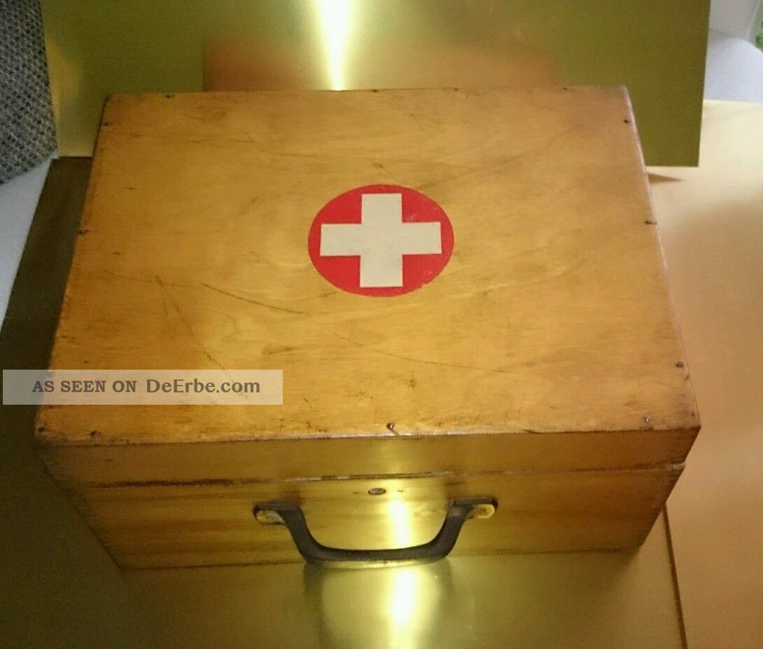 Medizinkasten Aus Holz 30 - 40er Jahre,  Inhalt Selten SammlerauflÖsung Arzt & Apotheker Bild