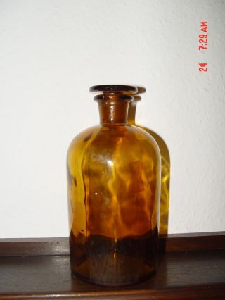 Altes Apothekerglas Gefäß Braun Aus Glas Art - Deco 20,  5 Cm Bild