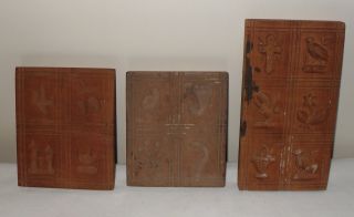 3 Alte Holz Model Lebkuchen Back Springerle Form Um 1900 Bild