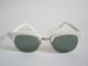 Cat Eye Brille Sonnenbrille Altweiss Chrom Grüne Gläser Unisex 50er 60er Jahre Optiker Bild 1