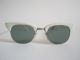Cat Eye Brille Sonnenbrille Altweiss Chrom Grüne Gläser Unisex 50er 60er Jahre Optiker Bild 2