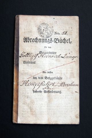 Altes Abrechnungs - Büchel Von 1821,  Bergbau,  Himmelfahrt/ Abraham,  Zu Freiberg Bild