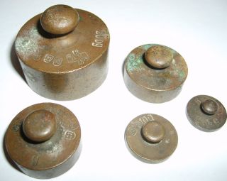 Alte Antike Gewichte,  Mit Eich Stempel Und Punzen,  5 Stück,  Ansehen Bild