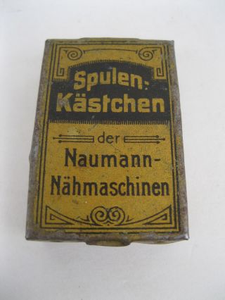 Dose Blechdose Spulen - Kästchen Neumann Nähmaschinen Dresden 3 Garnspulen Bild