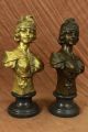 Vikorianische Frauen Büste Selten 19.  Jahrhundert Bronze Paar Bücherstützen Antike Bild 2