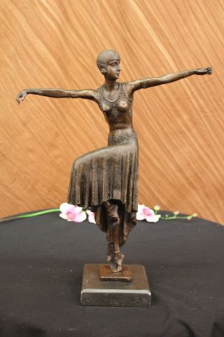 Skulptur Türkische Tänzerin Von Chiparus Art Nouveau Marmorsockel Heißguss Figur Bild