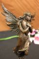 Signiert Französischer Künstler Jean Patoue Junge Fee Engel Bronze Antike Bild 7