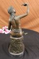 Nackte Indianische Prinzessin Mit Taube Bronze Statue Art Deco Skulptur Figur Antike Bild 9