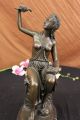 Nackte Indianische Prinzessin Mit Taube Bronze Statue Art Deco Skulptur Figur Antike Bild 2