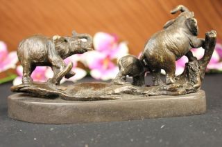 Bronze Skulptur Drei Elefanten Statue Dekor Tier Figur Bild