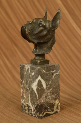 Deutsche Englisch Boxer Bulldog Bronzeskulptur Marmorsockel Kunst Statue Dekor Bild
