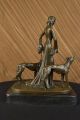 Bronze Skulptur Figur Indisches Mädchen Hundeauslauf Von Canova Art Nouveau Antike Bild 2