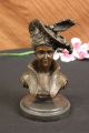 Bronzeskulptur Elegantes Mädchen Mit Hut Statue Art Deco Figur Marmorsockel Antike Bild 1