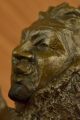 Bronze Skulptur Indianer Amerika Chief Hält Stein Deko Statue Antike Bild 5