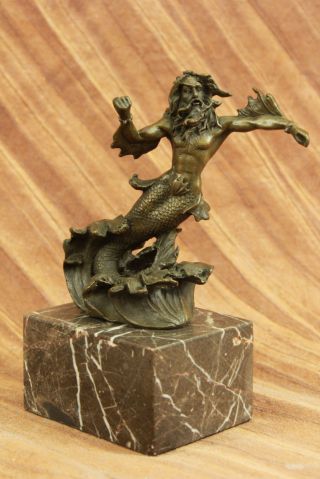 Bronze Skulptur Poseidon Oder Zeus Signiert - Kunst Figur Bild
