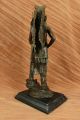 Indianer Figur Kamiko Amerikanischer Ureinwohner Wolf Bronze Kunst Skulptur Groß Antike Bild 5