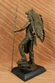 Indianer Figur Kamiko Amerikanischer Ureinwohner Wolf Bronze Kunst Skulptur Groß Antike Bild 7