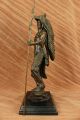 Indianer Figur Kamiko Amerikanischer Ureinwohner Wolf Bronze Kunst Skulptur Groß Antike Bild 8