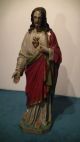 Alte,  Grosse Figur,  Jesus,  Datiert Auf 1896,  Handbemalt,  Antik Antike Bild 1
