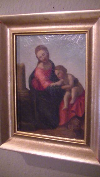 Schönes,  Sehr Altes Ölgemälde,  Leinwand,  Maria Mit Kind,  Um 1800,  Antik Bild