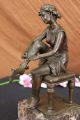 Unterzeichnet Godard Dekorative Art Déco Stil Maiden Auf Einem Stuhl Bronze Antike Bild 5