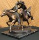 Bronze Skulptur Remington Verwundete Bunkie Western - Cowboy - Pferd Marmor Figurine Antike Bild 5