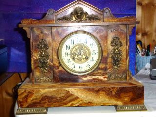 Antike Standuhrkaminuhrtischuhrmarmorbiedermeier Bild