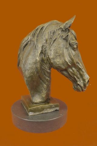 Große Vintage Bronze Reiterpferde Büste Alten Jagd / Rennen Klub Skulptur Statue Bild