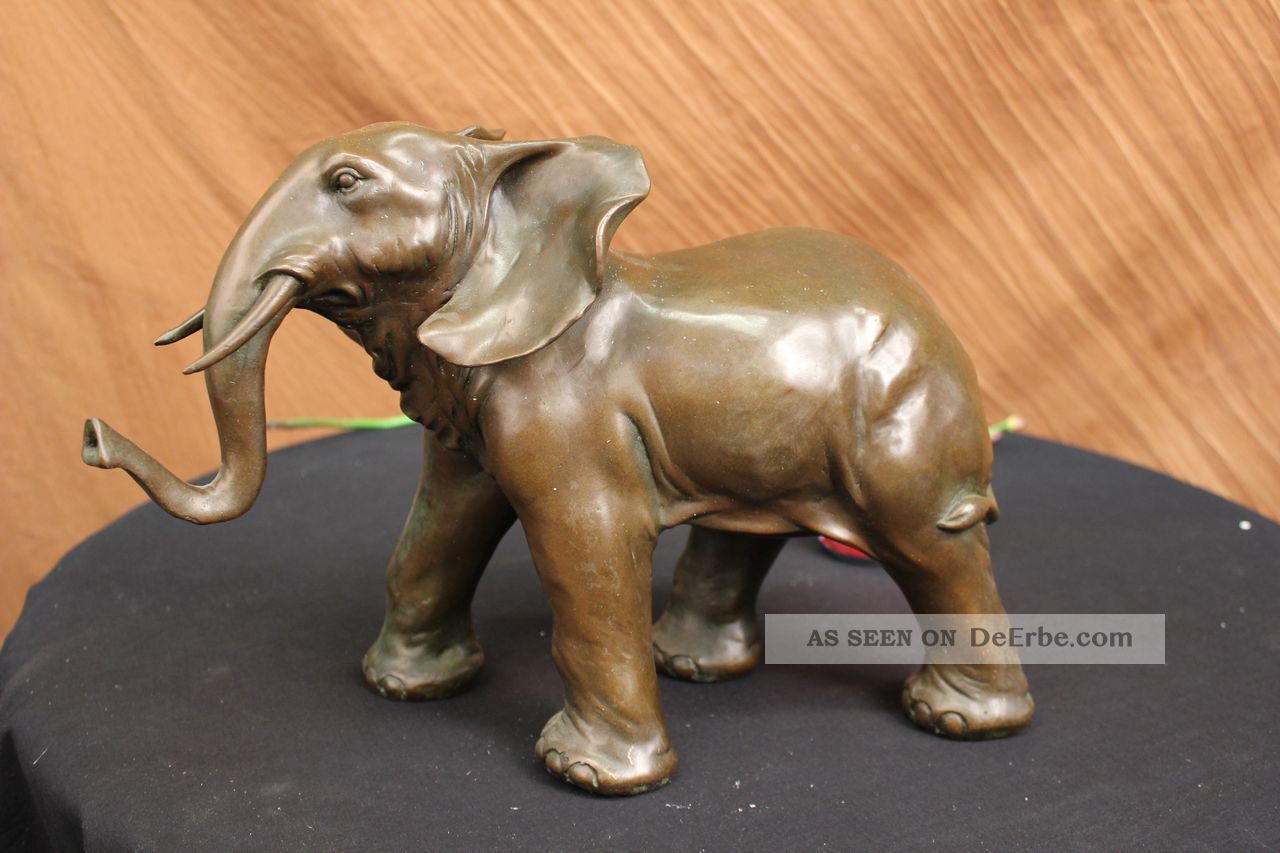 Unterzeichnet Barye Bronze Marmor - Skulptur Feng Shui Kunst Elephant Glück Statue Antike Bild