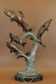 Bronze Skulptur Art Sammler Ausgabe Nummeriert Vier Forellen Fisch Antike Bild 1