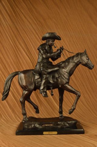 L Vintage Schwer Western Cowboy Bronze Sculpture Hot Cast Heim Decor Bild