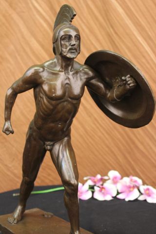 48cm Römischer Gladiator Spartanischer Krieger Bronzene Skulptur Mamorfuß Statue Bild
