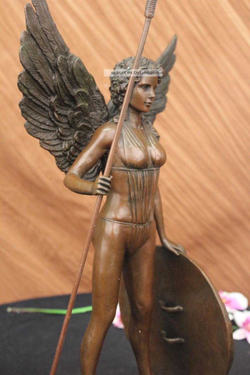 Signiert Moreau Amazonischer Krieger Bronzene Skulptur Figur Marmorfuß Ausverk Antike Bild
