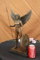 Signiert Moreau Amazonischer Krieger Bronzene Skulptur Figur Marmorfuß Ausverk Antike Bild 3