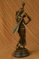 Österreichische Frau Mandolin Banjo Spielerin Musiker Bronze Vintage Skulptur Antike Bild 5