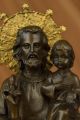 Unterzeichnete Josef Mit Jesuskind - Vergoldeten Heimatkirche Bronze Skulptur Antike Bild 8