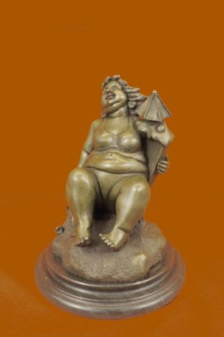 Statue Abstrakt Moderne Kunst ' Mädchen Am Strand ' Bronze Marmor Kunst Skulptur Bild