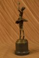 Solide Bronze Figur Signiert Ballerina Tänzerin Skulptur Nr Antike Bild 3