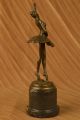Solide Bronze Figur Signiert Ballerina Tänzerin Skulptur Nr Antike Bild 5