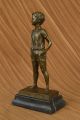 Art Deco Stil Figur Bronze Junge Preiss Buchstütze Marmor Fuß Figur Antike Bild 1