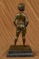 Art Deco Stil Figur Bronze Junge Preiss Buchstütze Marmor Fuß Figur Antike Bild 5